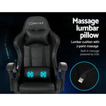 Artiss 2 Point Massage Gaming Office Chair Footrest Black - Furniture > Office