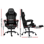 Artiss 2 Point Massage Gaming Office Chair Footrest Black - Furniture > Office