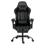 Artiss 2 Point Massage Gaming Office Chair Footrest Black - Furniture > Office