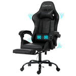 Artiss 2 Point Massage Gaming Office Chair Footrest Black - Furniture > Office
