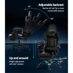 Artiss 2 Point Massage Gaming Office Chair Footrest Black - Furniture > Office