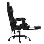 Artiss 2 Point Massage Gaming Office Chair Footrest Black - Furniture > Office