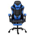 Artiss 2 Point Massage Gaming Office Chair Footrest Blue - Furniture > Office