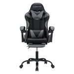 Artiss 2 Point Massage Gaming Office Chair Footrest Grey - Furniture > Bar Stools & Chairs