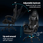 Artiss 2 Point Massage Gaming Office Chair Footrest Grey - Furniture > Bar Stools & Chairs