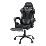 Artiss 2 Point Massage Gaming Office Chair Footrest Grey - Furniture > Bar Stools & Chairs