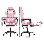 Artiss 2 Point Massage Gaming Office Chair Footrest Pink - Furniture > Bar Stools & Chairs