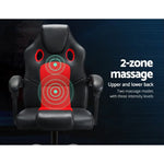 Artiss 2 Point Massage Gaming Office Chair PU Leather Red - Furniture > Office
