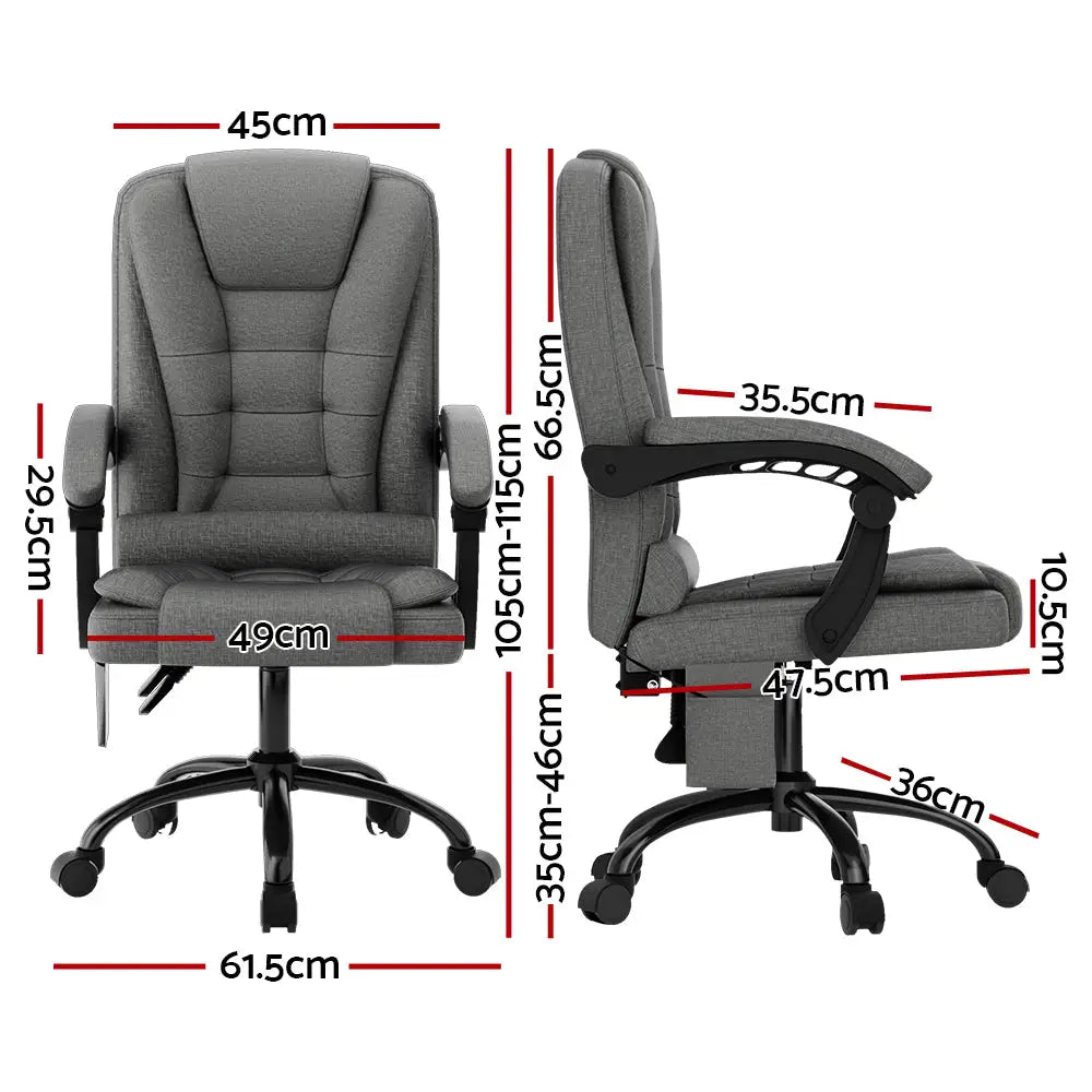 Artiss 2 Point Massage Office Chair Fabric Black - Furniture > Bar Stools & Chairs > Massage Chairs