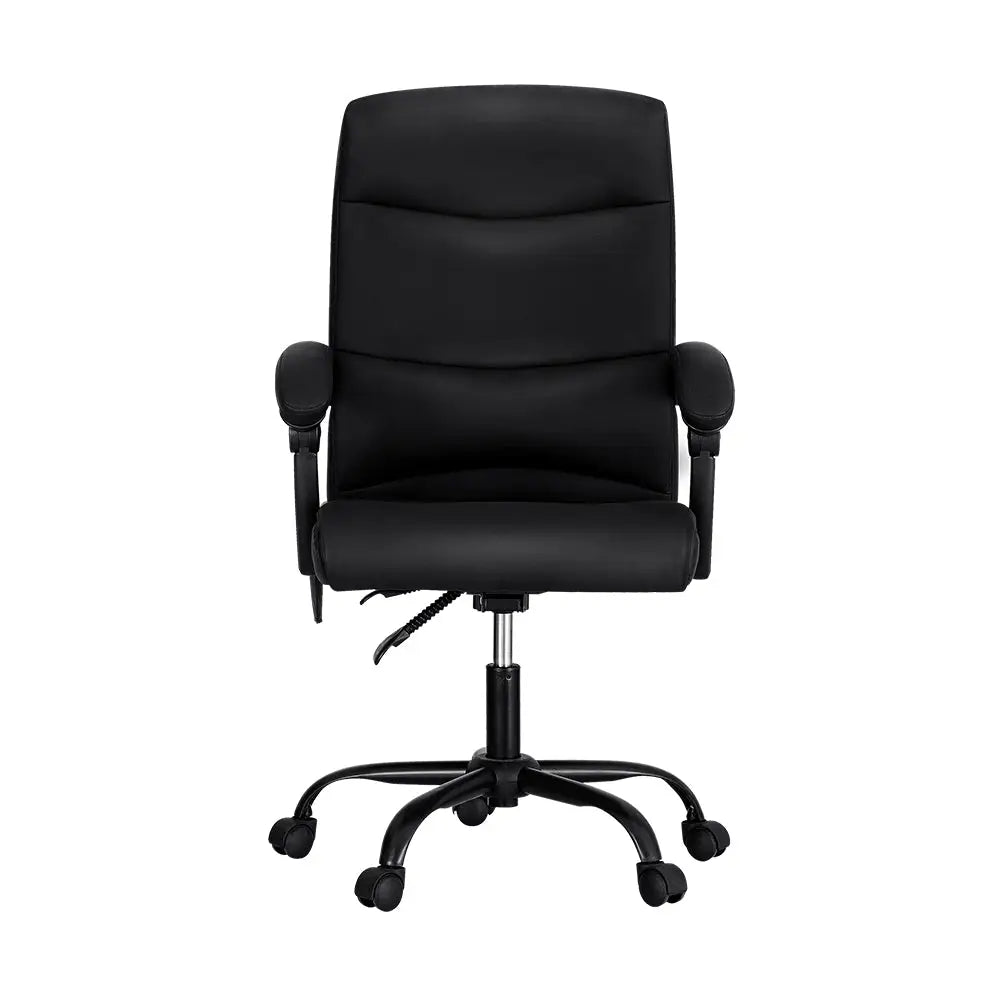 Artiss 2 Point Massage Office Chair PU Leather Black - Furniture > Office