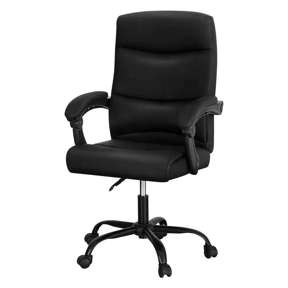 Artiss 2 Point Massage Office Chair PU Leather Black - Furniture > Office
