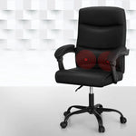 Artiss 2 Point Massage Office Chair PU Leather Black - Furniture > Office
