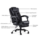 Artiss 2 Point Massage Office Chair PU Leather Footrest Black - Furniture > Office