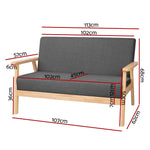 Artiss 2-Seater Sofa Armchair Skane - Furniture > Bar Stools & Chairs