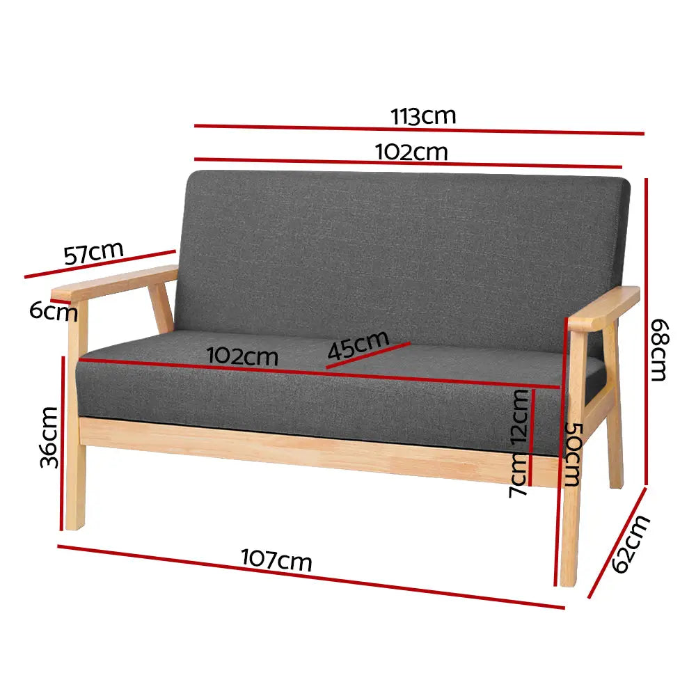 Artiss 2-Seater Sofa Armchair Skane - Furniture > Bar Stools & Chairs