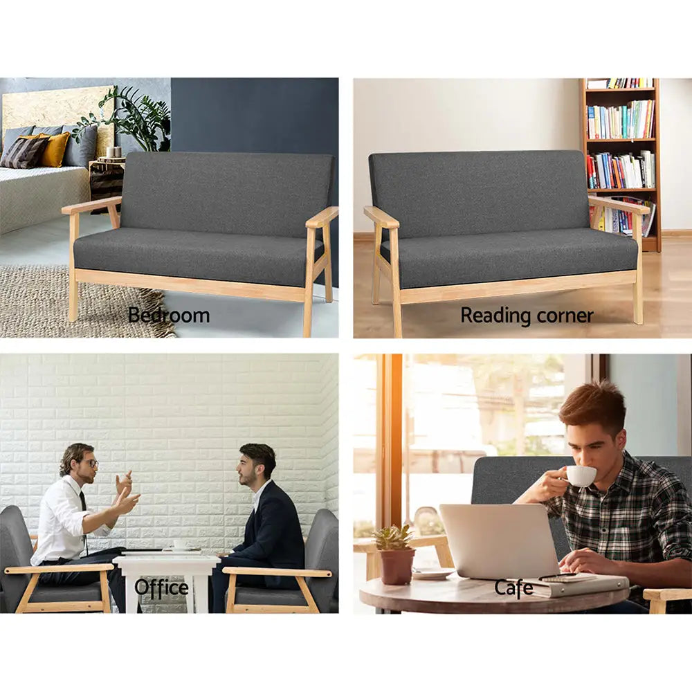 Artiss 2-Seater Sofa Armchair Skane - Furniture > Bar Stools & Chairs