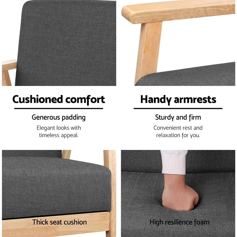 Artiss 2-Seater Sofa Armchair Skane - Furniture > Bar Stools & Chairs