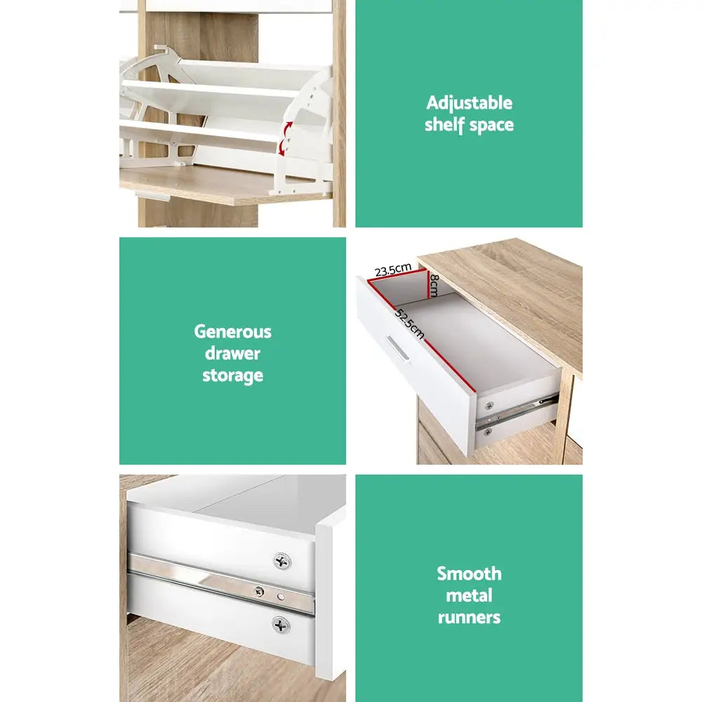 Artiss 2 Tier Shoe Cabinet - Wood - Home & Garden > Storage
