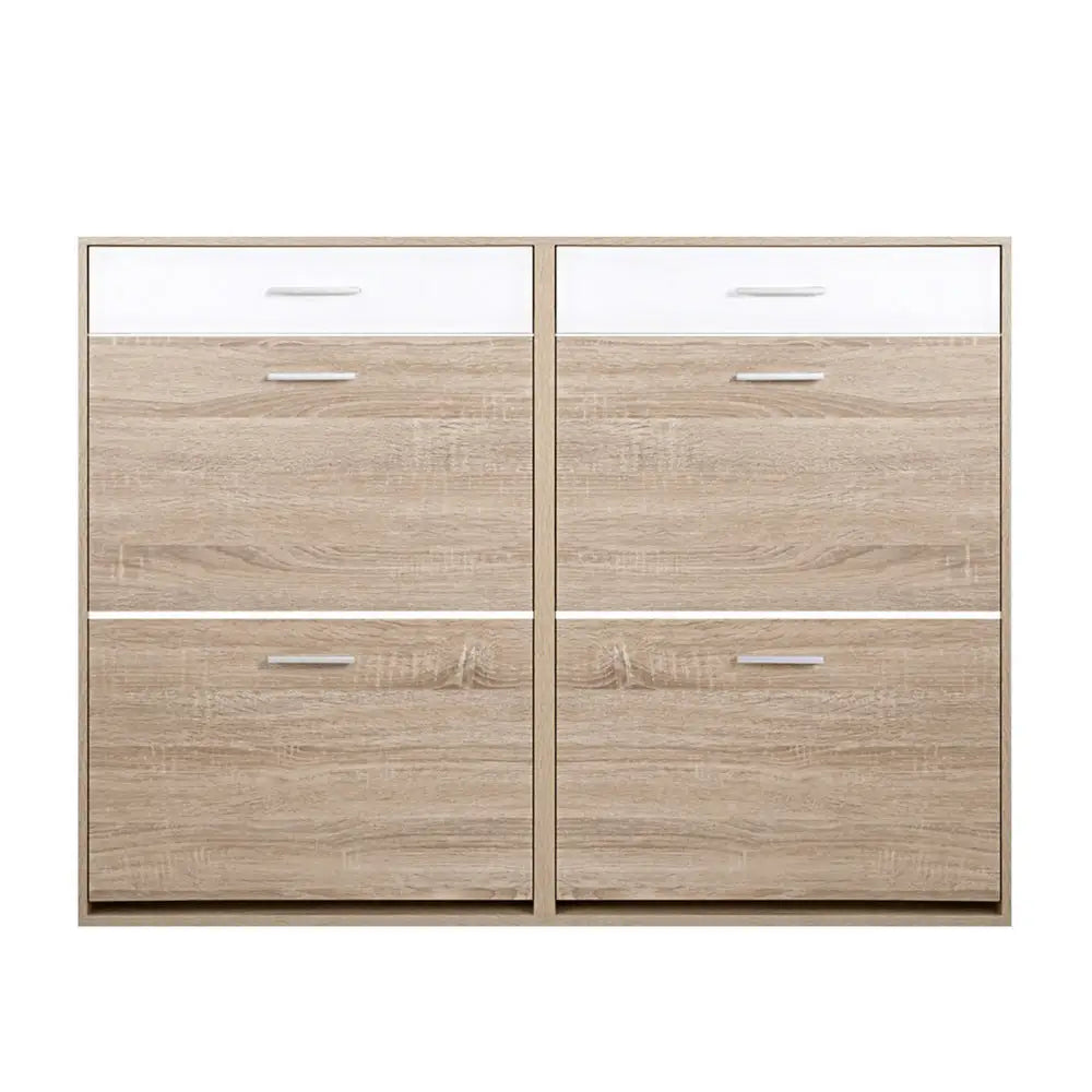 Artiss 2 Tier Shoe Cabinet - Wood - Home & Garden > Storage