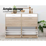 Artiss 2 Tier Shoe Cabinet - Wood - Home & Garden > Storage