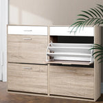 Artiss 2 Tier Shoe Cabinet - Wood - Home & Garden > Storage