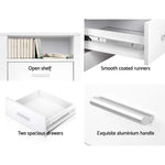 Artiss 2 X Bedside Table 2 Drawers with Shelf - TARA White - Furniture > Bedroom > Bedside Tables