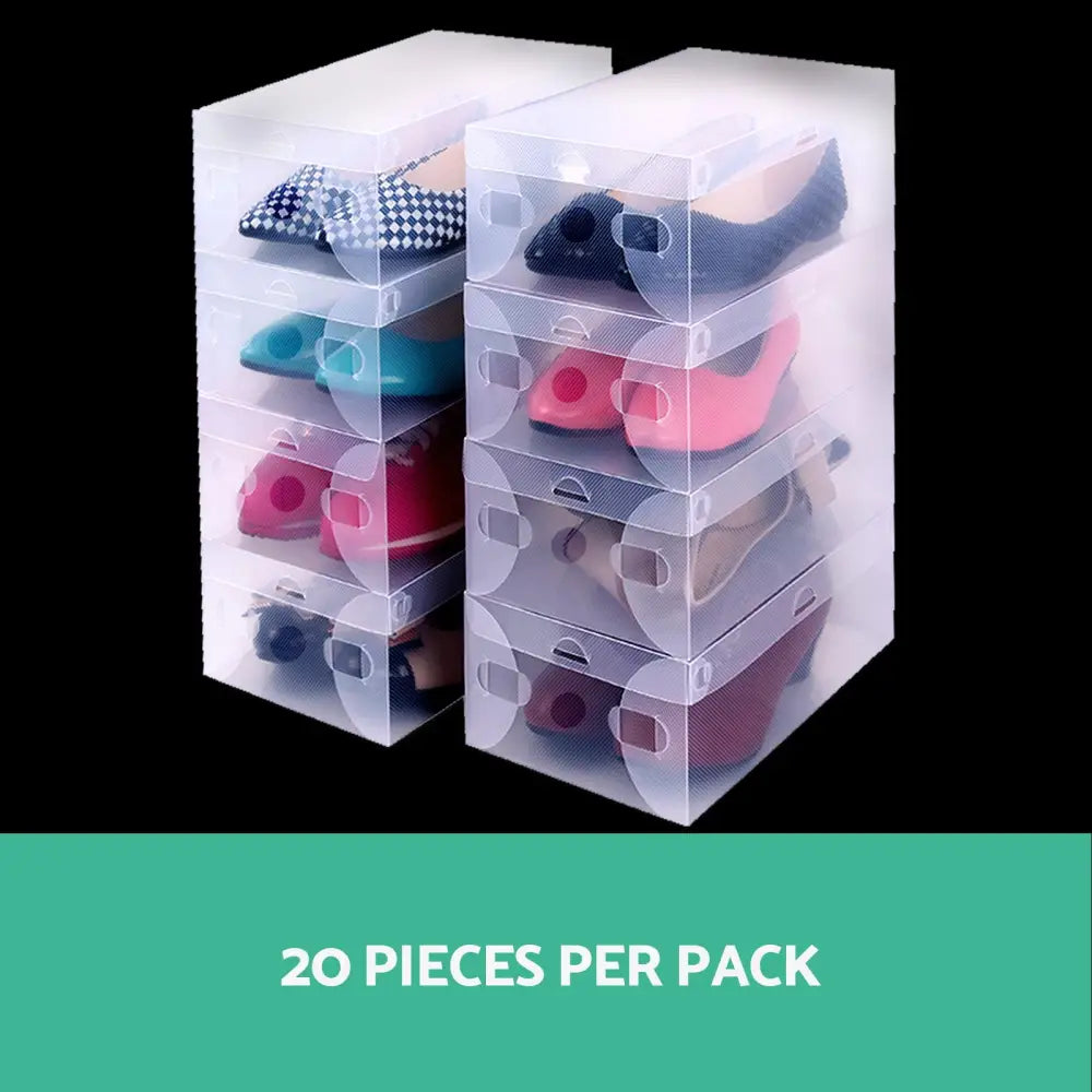 Artiss 20X Shoe Box Storage Clear Case Foldable Stackable - Home & Garden > Storage