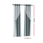 Artiss 2X 132x160cm Blockout Sheer Curtains Light Grey - Home & Garden > Curtains > Curtains & Drapes