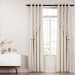 Artiss 2X 132x242cm Blockout Sheer Curtains Beige - Home & Garden > Curtains