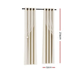 Artiss 2X 132x274cm Blockout Sheer Curtains Beige - Home & Garden > Curtains