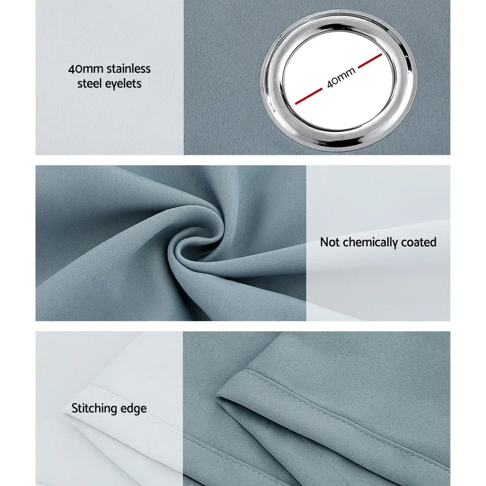 Artiss 2X 132x274cm Blockout Sheer Curtains Light Grey - Home & Garden > Curtains