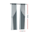 Artiss 2X 132x274cm Blockout Sheer Curtains Light Grey - Home & Garden > Curtains