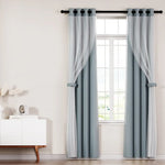 Artiss 2X 132x274cm Blockout Sheer Curtains Light Grey - Home & Garden > Curtains