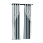 Artiss 2X 132x274cm Blockout Sheer Curtains Light Grey - Home & Garden > Curtains