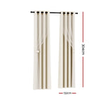 Artiss 2X 132x304cm Blockout Sheer Curtains Beige - Home & Garden > Curtains