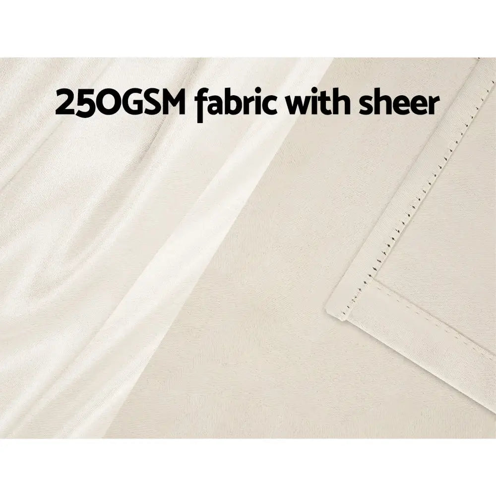 Artiss 2X 132x304cm Blockout Sheer Curtains Beige - Home & Garden > Curtains