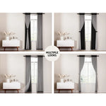 Artiss 2X 132x304cm Blockout Sheer Curtains Black - Home & Garden > Curtains