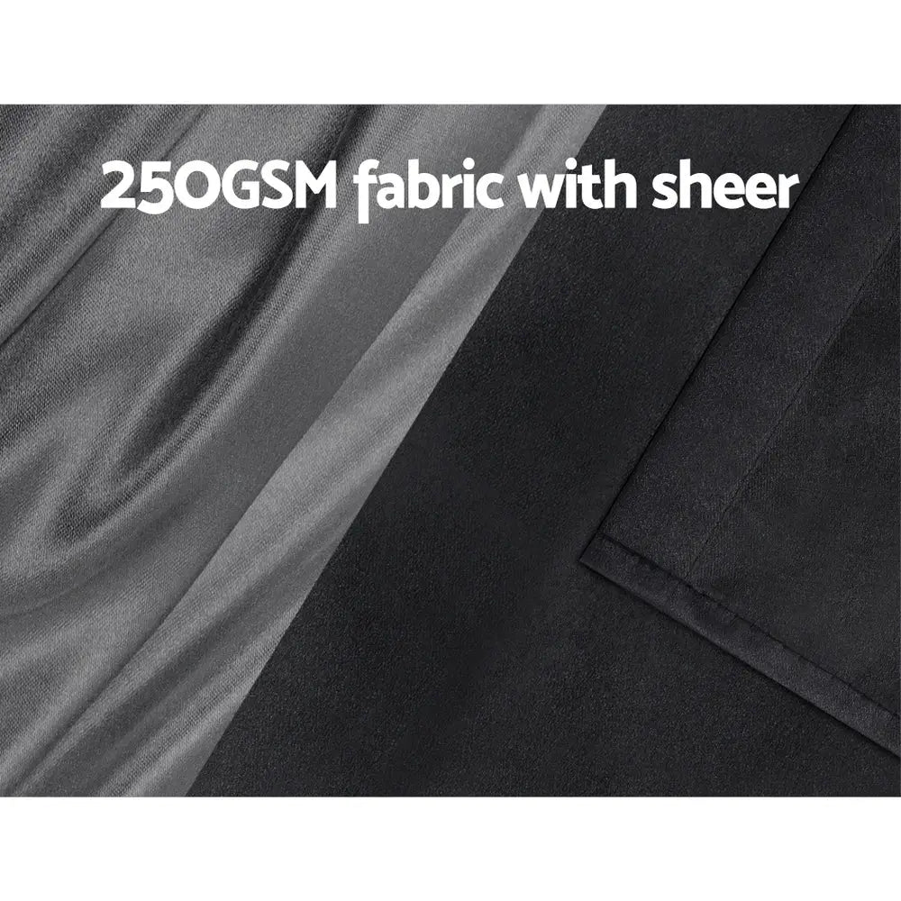Artiss 2X 132x304cm Blockout Sheer Curtains Black - Home & Garden > Curtains