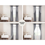 Artiss 2X 132x304cm Blockout Sheer Curtains Charcoal - Home & Garden > Curtains