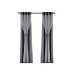 Artiss 2X 132x304cm Blockout Sheer Curtains Charcoal - Home & Garden > Curtains