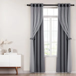 Artiss 2X 132x304cm Blockout Sheer Curtains Charcoal - Home & Garden > Curtains