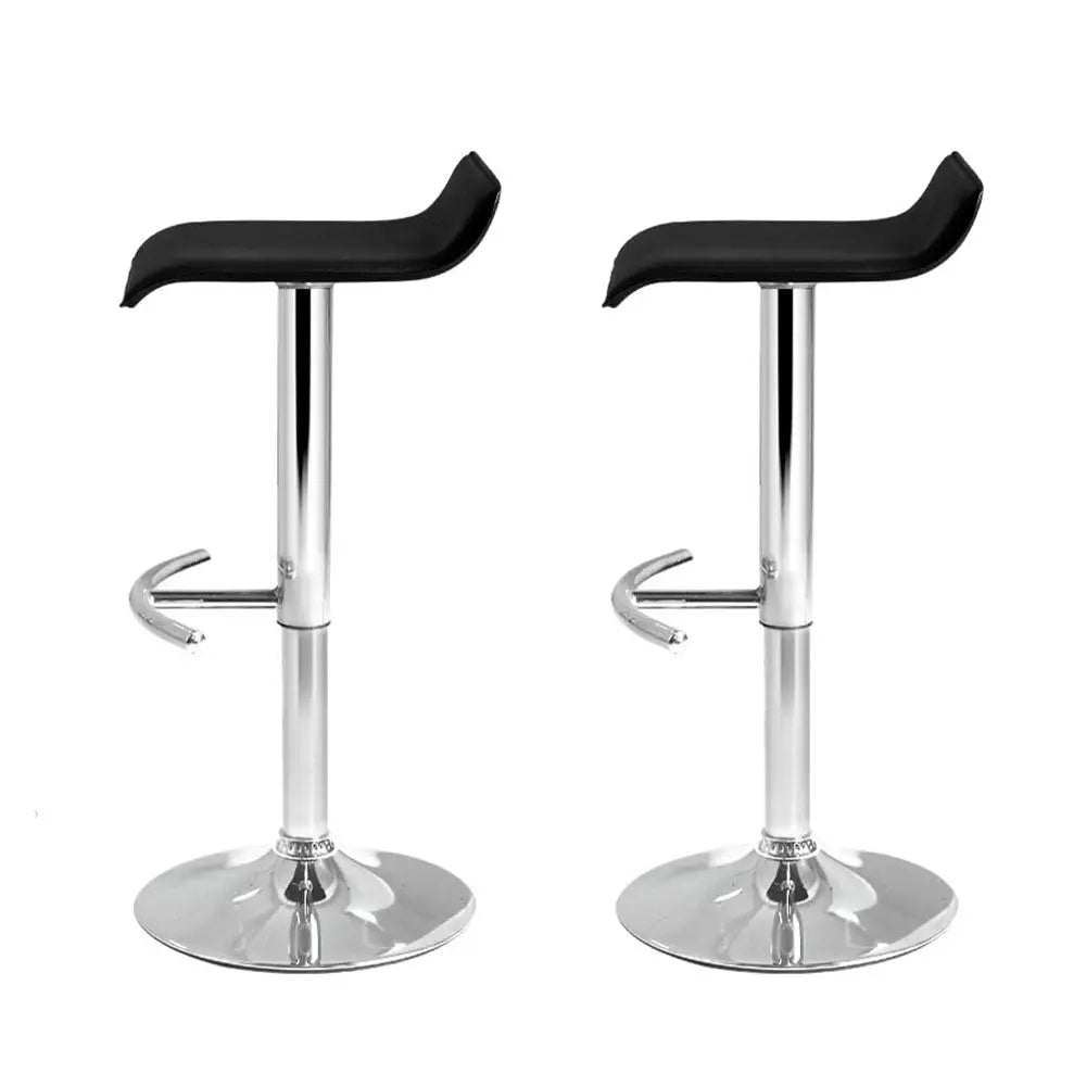 Artiss 2x Bar Stools Adjustable Gas Lift Chairs Black - Furniture > Bar Stools & Chairs