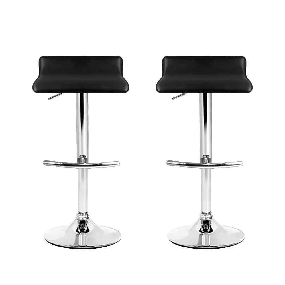 Artiss 2x Bar Stools Adjustable Gas Lift Chairs Black - Furniture > Bar Stools & Chairs