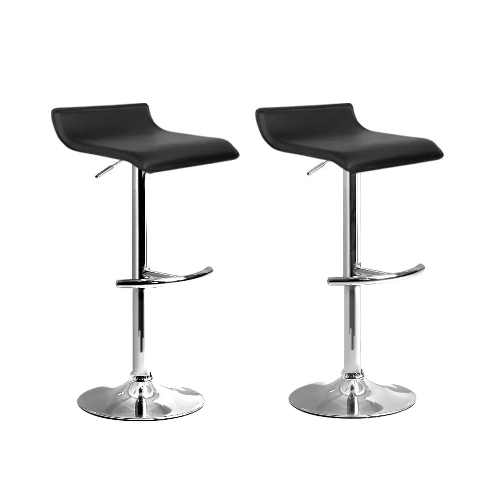 Artiss 2x Bar Stools Adjustable Gas Lift Chairs Black - Furniture > Bar Stools & Chairs