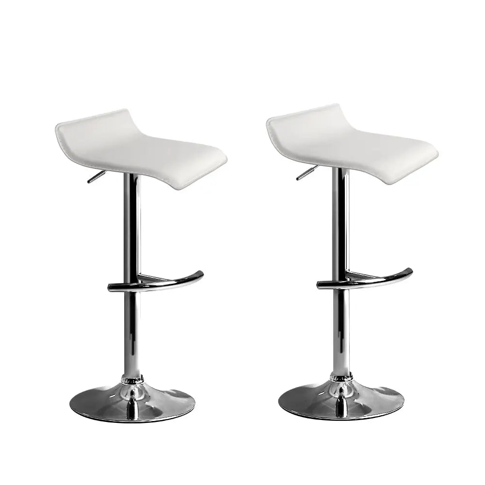 Artiss 2x Bar Stools Adjustable Gas Lift Chairs White - Furniture > Bar Stools & Chairs