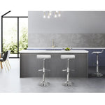 Artiss 2x Bar Stools Adjustable Gas Lift Chairs White - Furniture > Bar Stools & Chairs