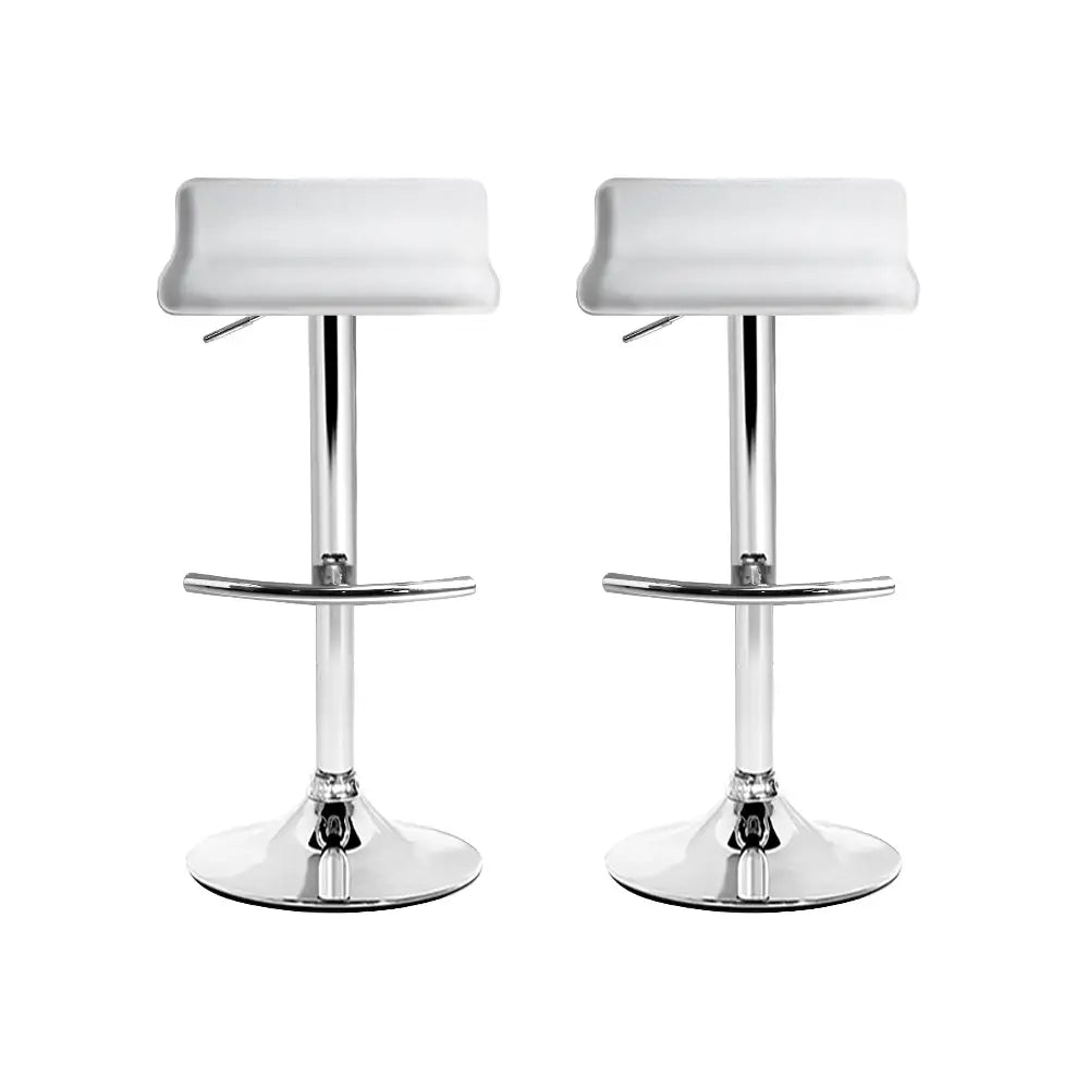 Artiss 2x Bar Stools Adjustable Gas Lift Chairs White - Furniture > Bar Stools & Chairs