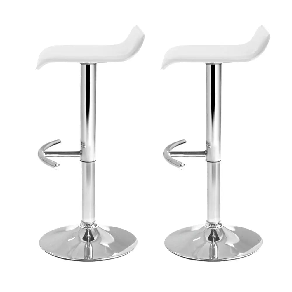 Artiss 2x Bar Stools Adjustable Gas Lift Chairs White - Furniture > Bar Stools & Chairs