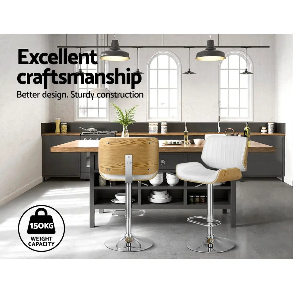Artiss 2x Bar Stools Adjustable Leather Chairs - Furniture > Bar Stools & Chairs > Table & Bar Stools