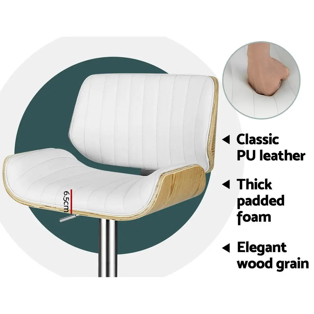 Artiss 2x Bar Stools Adjustable Leather Chairs - Furniture > Bar Stools & Chairs > Table & Bar Stools